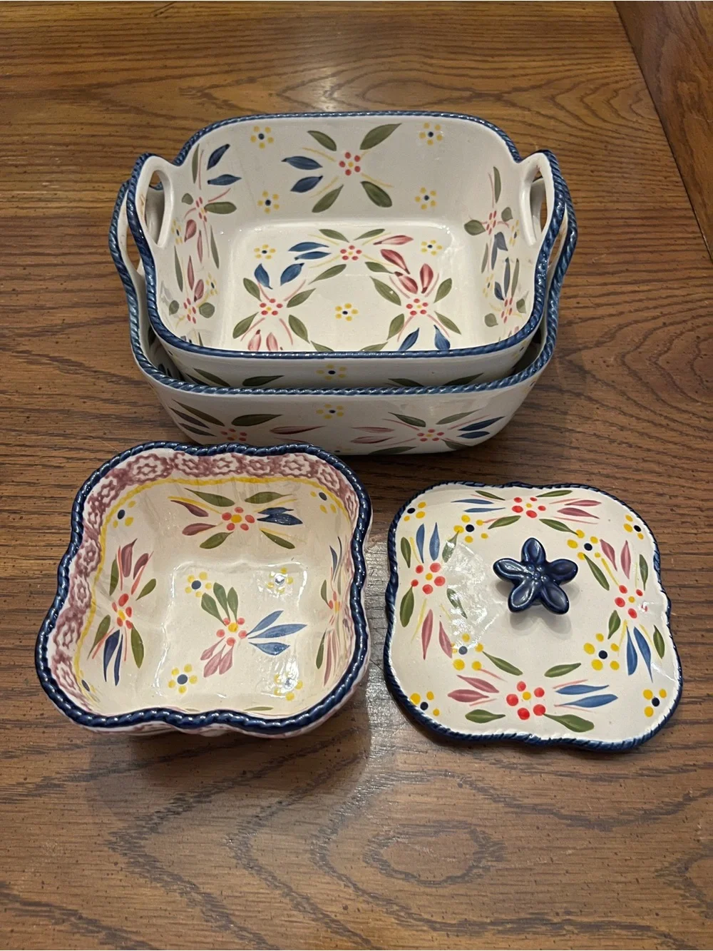 Temptations Old World Confetti Hand-Painted Ceramic Nesting Bakeware Set